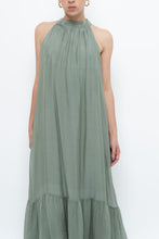 Load image into Gallery viewer, Vintage x Made in Italy x Silk-blend Green Flowy Halter Dress (S, M)