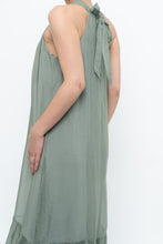 Load image into Gallery viewer, Vintage x Made in Italy x Silk-blend Green Flowy Halter Dress (S, M)