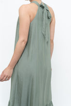 Load image into Gallery viewer, Vintage x Made in Italy x Silk-blend Green Flowy Halter Dress (S, M)