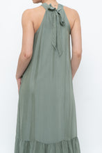 Load image into Gallery viewer, Vintage x Made in Italy x Silk-blend Green Flowy Halter Dress (S, M)