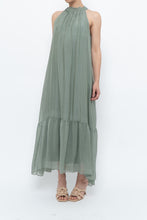 Load image into Gallery viewer, Vintage x Made in Italy x Silk-blend Green Flowy Halter Dress (S, M)