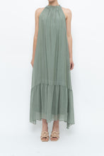Load image into Gallery viewer, Vintage x Made in Italy x Silk-blend Green Flowy Halter Dress (S, M)