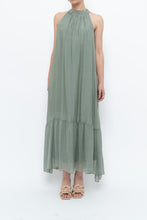 Load image into Gallery viewer, Vintage x Made in Italy x Silk-blend Green Flowy Halter Dress (S, M)