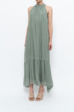 Load image into Gallery viewer, Vintage x Made in Italy x Silk-blend Green Flowy Halter Dress (S, M)
