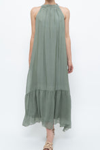 Load image into Gallery viewer, Vintage x Made in Italy x Silk-blend Green Flowy Halter Dress (S, M)