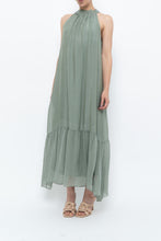 Load image into Gallery viewer, Vintage x Made in Italy x Silk-blend Green Flowy Halter Dress (S, M)