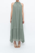 Load image into Gallery viewer, Vintage x Made in Italy x Silk-blend Green Flowy Halter Dress (S, M)