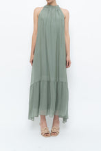 Load image into Gallery viewer, Vintage x Made in Italy x Silk-blend Green Flowy Halter Dress (S, M)