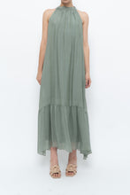 Load image into Gallery viewer, Vintage x Made in Italy x Silk-blend Green Flowy Halter Dress (S, M)