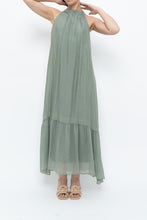 Load image into Gallery viewer, Vintage x Made in Italy x Silk-blend Green Flowy Halter Dress (S, M)