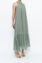 Load image into Gallery viewer, Vintage x Made in Italy x Silk-blend Green Flowy Halter Dress (S, M)