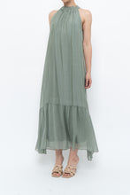 Load image into Gallery viewer, Vintage x Made in Italy x Silk-blend Green Flowy Halter Dress (S, M)