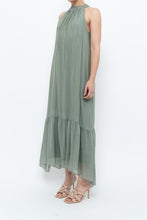 Load image into Gallery viewer, Vintage x Made in Italy x Silk-blend Green Flowy Halter Dress (S, M)