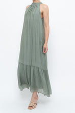 Load image into Gallery viewer, Vintage x Made in Italy x Silk-blend Green Flowy Halter Dress (S, M)