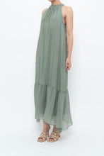 Load image into Gallery viewer, Vintage x Made in Italy x Silk-blend Green Flowy Halter Dress (S, M)
