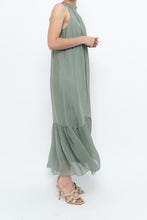 Load image into Gallery viewer, Vintage x Made in Italy x Silk-blend Green Flowy Halter Dress (S, M)