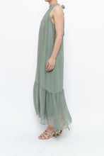 Load image into Gallery viewer, Vintage x Made in Italy x Silk-blend Green Flowy Halter Dress (S, M)