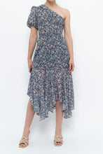 Load image into Gallery viewer, ASTR THE LABEL x Blue Floral One-Shoulder Midi Dress (S)