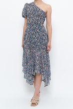 Load image into Gallery viewer, ASTR THE LABEL x Blue Floral One-Shoulder Midi Dress (S)