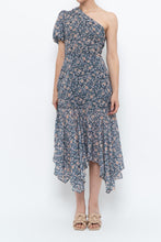 Load image into Gallery viewer, ASTR THE LABEL x Blue Floral One-Shoulder Midi Dress (S)