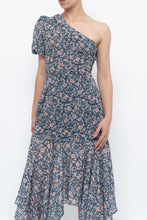Load image into Gallery viewer, ASTR THE LABEL x Blue Floral One-Shoulder Midi Dress (S)