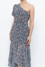 Load image into Gallery viewer, ASTR THE LABEL x Blue Floral One-Shoulder Midi Dress (S)