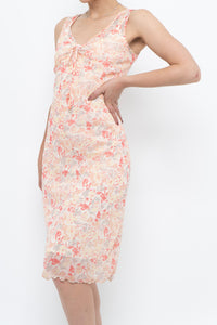Vintage x Cream Floral Midi Dress (S)