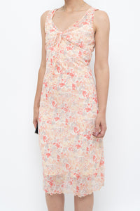 Vintage x Cream Floral Midi Dress (S)