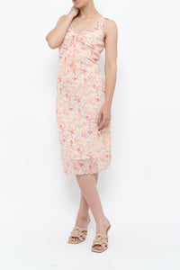 Vintage x Cream Floral Midi Dress (S)