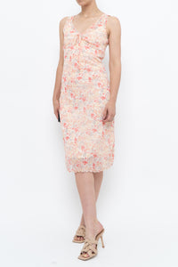 Vintage x Cream Floral Midi Dress (S)