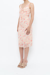 Vintage x Cream Floral Midi Dress (S)