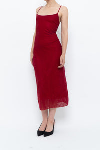 Vintage x Made in Canada x Pink, Red Irridescent Midi Dress (M)
