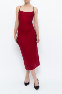 Vintage x Made in Canada x Pink, Red Irridescent Midi Dress (M)