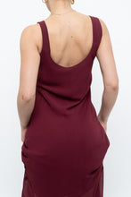 Load image into Gallery viewer, Vintage x Made in Canada x BURGUNDY Draped Maxi Dress (S)