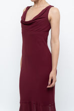 Load image into Gallery viewer, Vintage x Made in Canada x BURGUNDY Draped Maxi Dress (S)