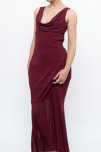 Load image into Gallery viewer, Vintage x Made in Canada x BURGUNDY Draped Maxi Dress (S)
