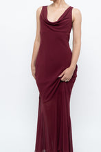 Load image into Gallery viewer, Vintage x Made in Canada x BURGUNDY Draped Maxi Dress (S)