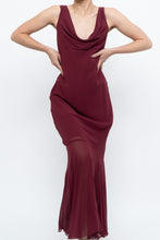 Load image into Gallery viewer, Vintage x Made in Canada x BURGUNDY Draped Maxi Dress (S)
