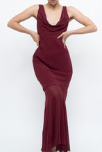 Load image into Gallery viewer, Vintage x Made in Canada x BURGUNDY Draped Maxi Dress (S)