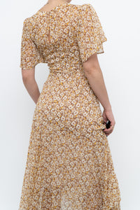 ASTR THE LABEL x Yellow Floral Flowy Midi Dress (S)