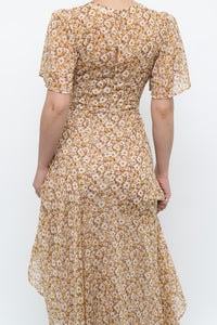 ASTR THE LABEL x Yellow Floral Flowy Midi Dress (S)