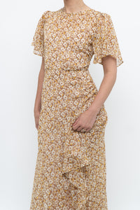 ASTR THE LABEL x Yellow Floral Flowy Midi Dress (S)