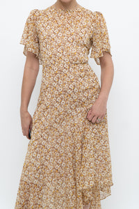 ASTR THE LABEL x Yellow Floral Flowy Midi Dress (S)