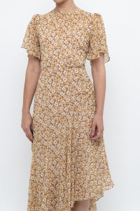 ASTR THE LABEL x Yellow Floral Flowy Midi Dress (S)