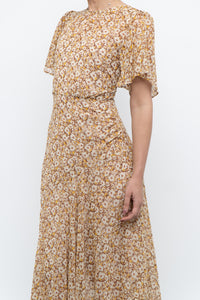 ASTR THE LABEL x Yellow Floral Flowy Midi Dress (S)