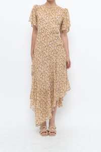 ASTR THE LABEL x Yellow Floral Flowy Midi Dress (S)