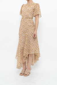 ASTR THE LABEL x Yellow Floral Flowy Midi Dress (S)