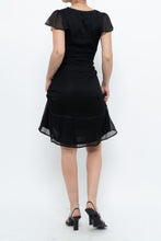 Load image into Gallery viewer, Vintage x Made in India x Black Bow Mesh Midi Dress (S)