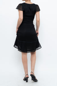 Vintage x Made in India x Black Bow Mesh Midi Dress (S)
