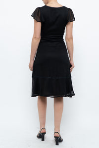 Vintage x Made in India x Black Bow Mesh Midi Dress (S)